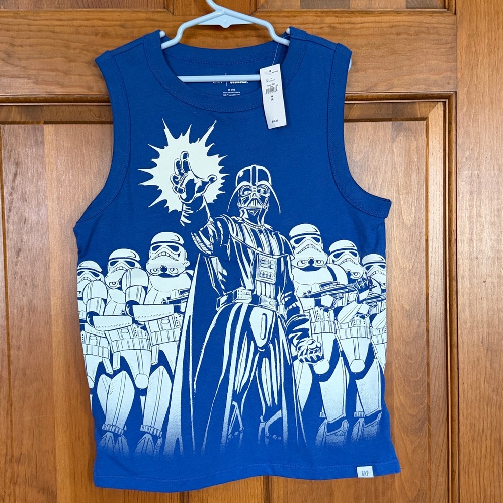 NWT GapKids | Star Wars™ Graphic Muscle Tank Top, Med, in admiral blue/white